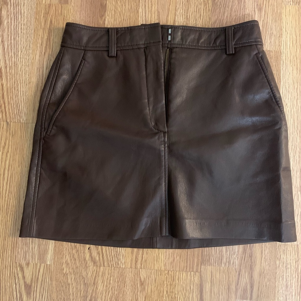 Babaton dark brown vegan leather skirt